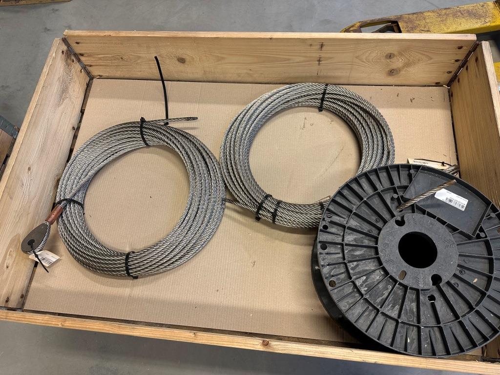 Talje Wire 3 ruller stålwire, 3 stk. talje wire og 7 stk. ubrugte FRISTADS SNIKKI ...